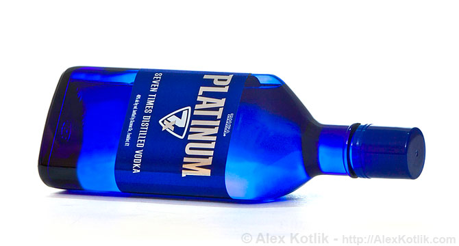 creative lighting photograph of a bottle of upscale vodka