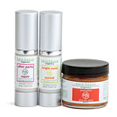 photograph of skin care products on white background 